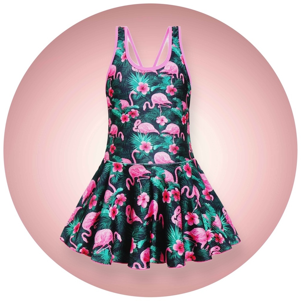 Flamingo Print One Piece Swimsuit